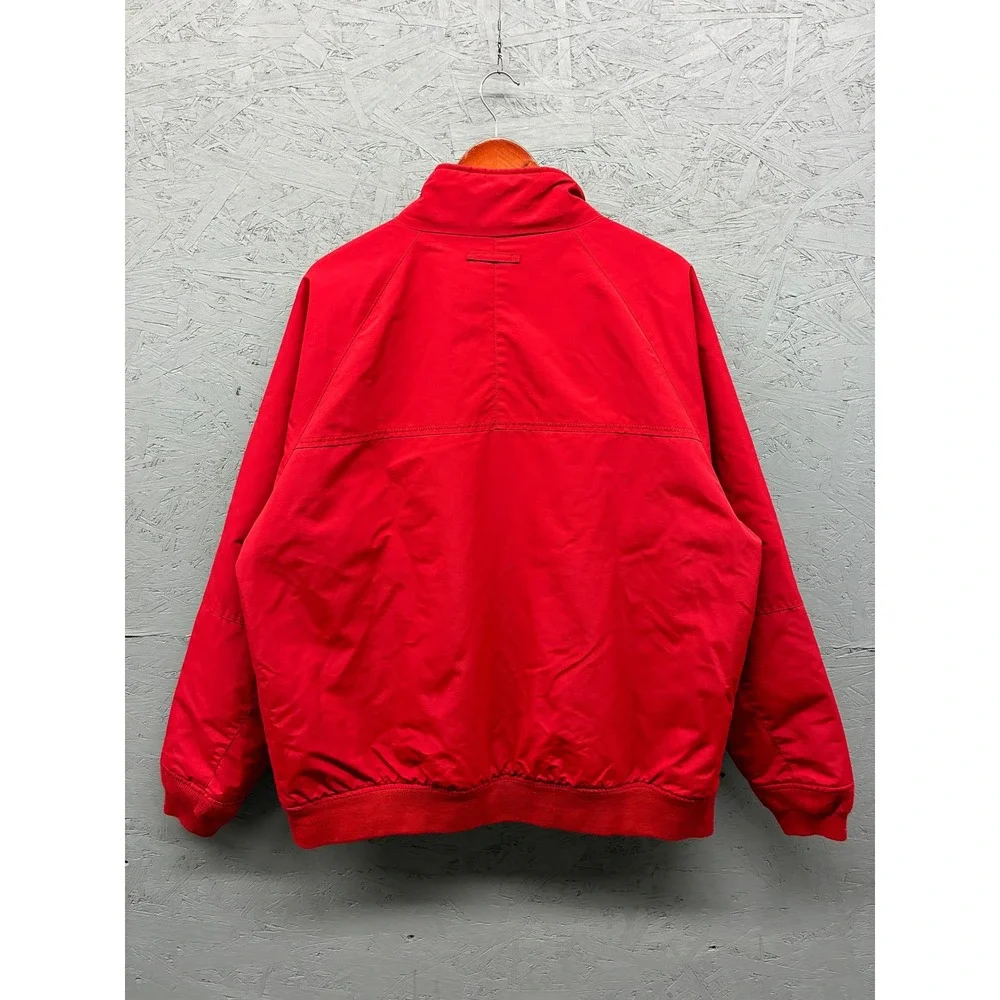 Lands' End Nylon Bomber Jacket Men's XL Red Full Zip Windbreaker Lightweight